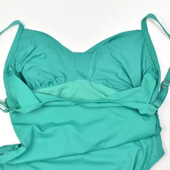 Jantzen Solid Shirred Wrap One Piece Swimsuit - 12 - Picture 5 of 6